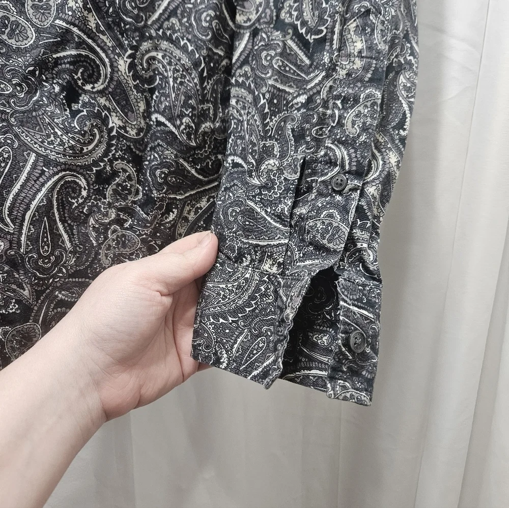 MICHAEL KORS Shirt Mens Paisley Button Up Long Sleeve Woven Cotton!
